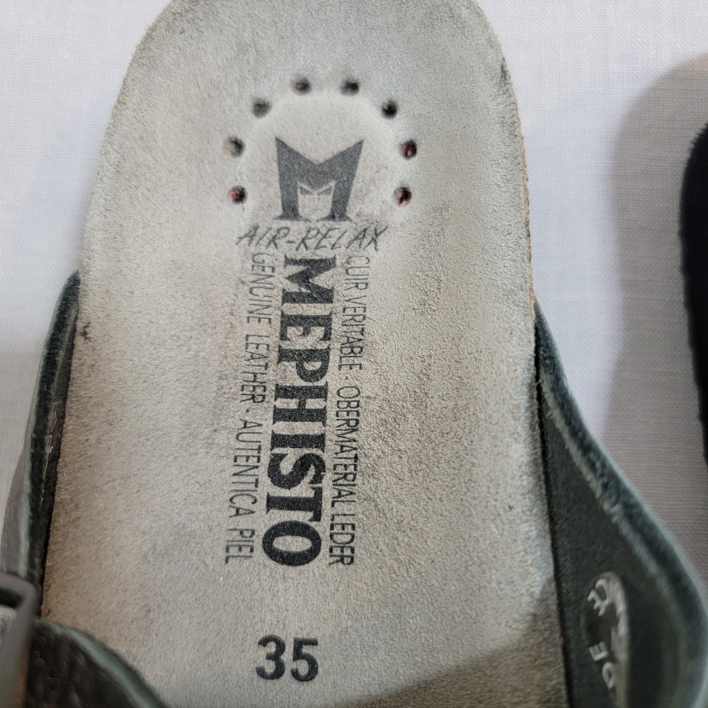 Mephisto Helen Metallic Silver Leather Cork Footbed Sandals EU 35 US 5 France - Picture 3 of 15